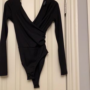 Black Ruched Topshop Bodysuit